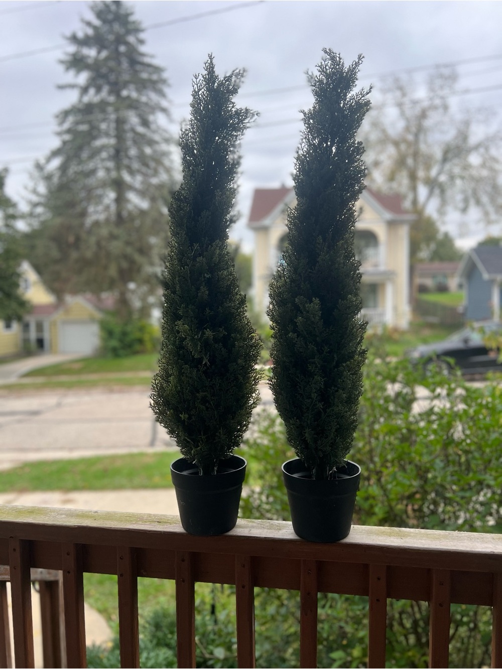 Set of 2 Faux Cedar Topiary Trees (32 in.) Perfect Outdoor Holiday Decor